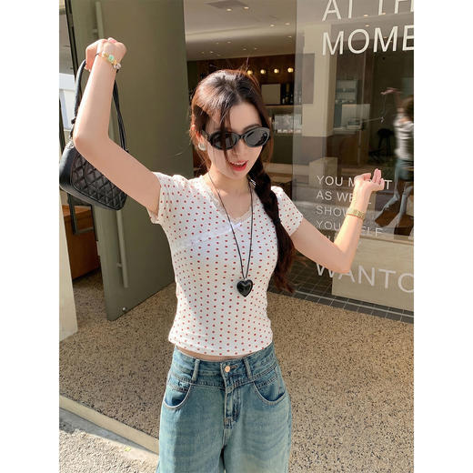 <曾小咸推荐>4.9现货秒杀 ！微信超特价！韩系波点蕾丝边v领短袖 日常99.99 立减50 秒杀49.99！！ 商品图4