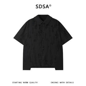 SDSA男装2026新款高贵轻奢潮牌磨破磨毛设计翻领短袖衬衫百搭舒适