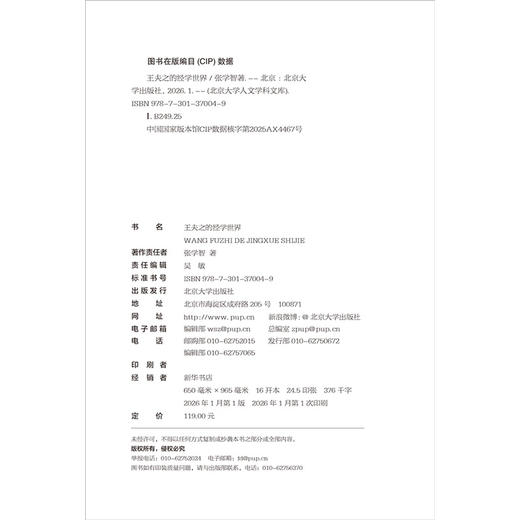 王夫之的经学世界 张学智 著 北京大学人文学科文库·北大中国哲学研究丛书 北京大学出版社 商品图3