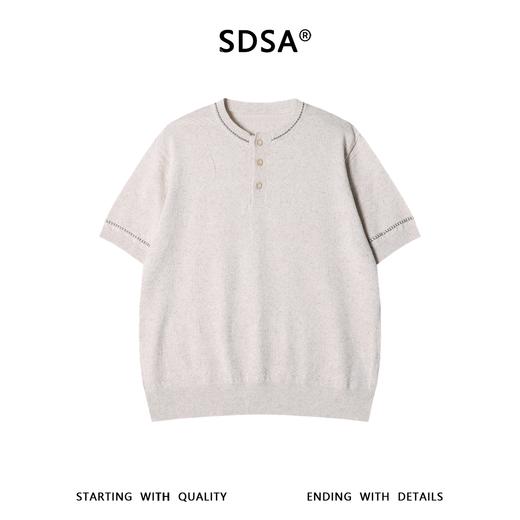 SDSA男装2026新款高贵轻奢波浪纹提花亨利领宽松针织短袖 商品图0