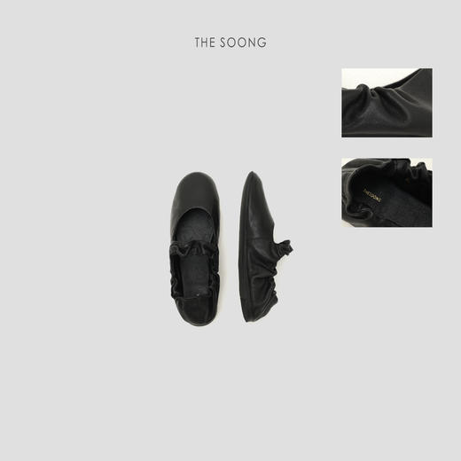 THESOONG/法式芭蕾 羊皮褶皱松紧带玛丽珍平底鞋8828 商品图1