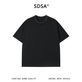 SDSA男装2026新款轻奢韩系简约拼接撞色领口设计圆领短袖T恤百搭