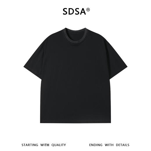 SDSA男装2026新款轻奢韩系简约拼接撞色领口设计圆领短袖T恤百搭 商品图0
