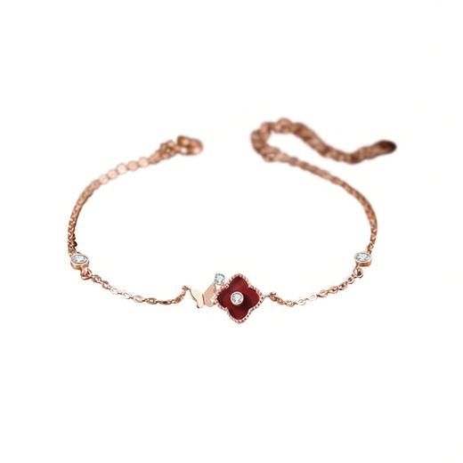 【蝴蝶四叶】纯银蝴蝶四叶草红玛瑙手链【JHY-A000066M-W】 商品图4