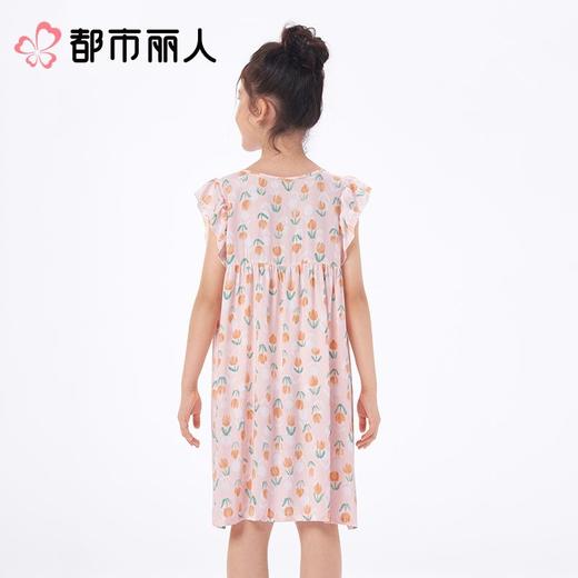 都市丽人睡衣儿童睡衣家居服梭织人棉睡衣童装棉质裙装小飞袖连衣裙女童睡衣JHC6M1 商品图2
