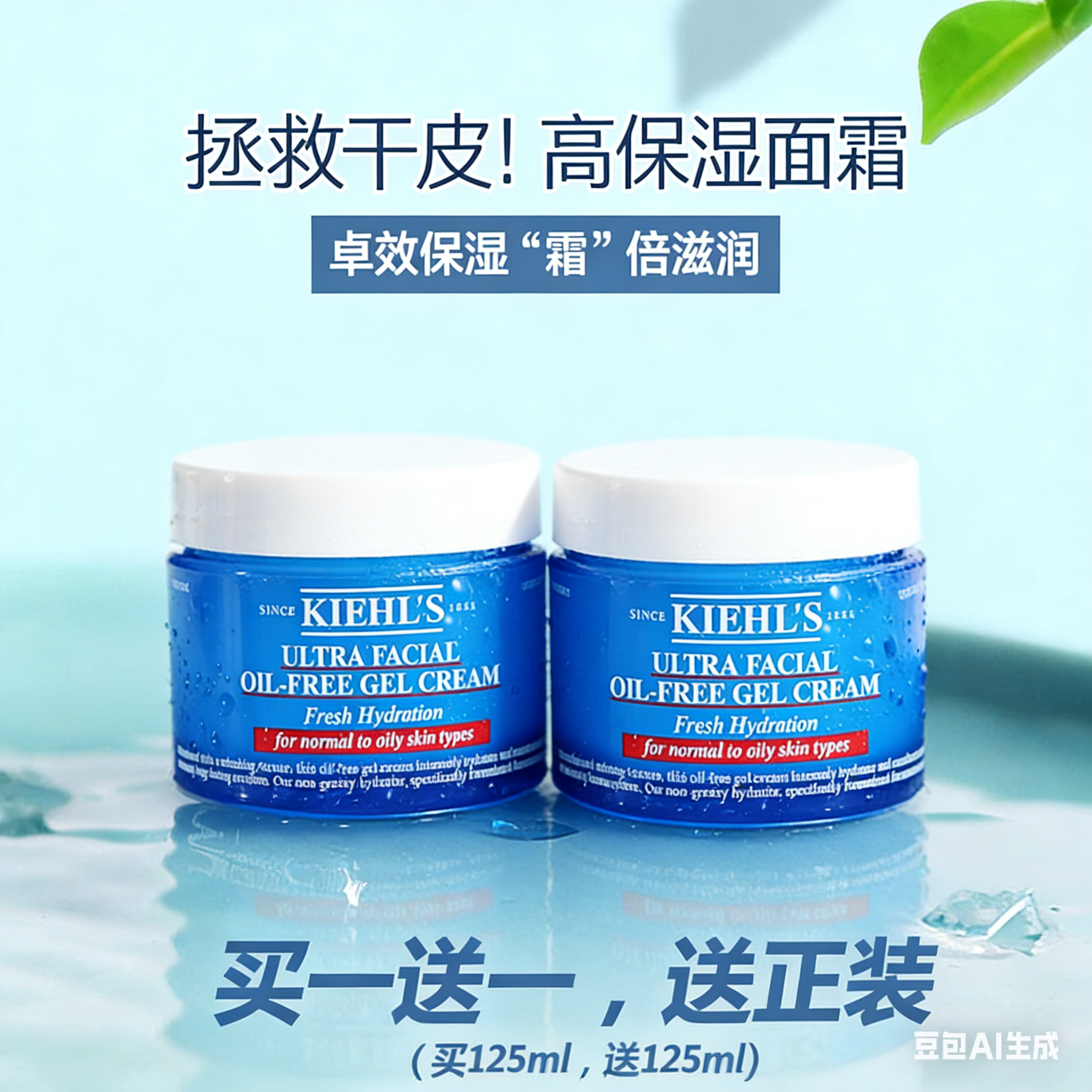 【百图lulu好物】【科颜氏果冻面霜】【买一送一】限量100份 科颜氏高保湿面霜清爽型125ML 蓝色罐
