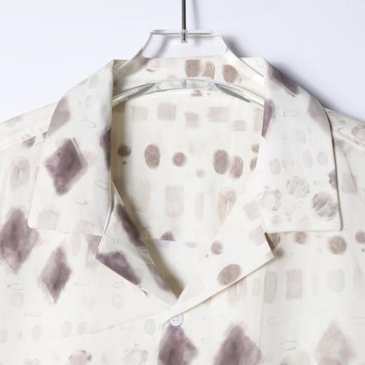 SDSA男装2026新款轻奢几何菱形满印古巴领短袖衬衫宽松复古上衣 商品图1