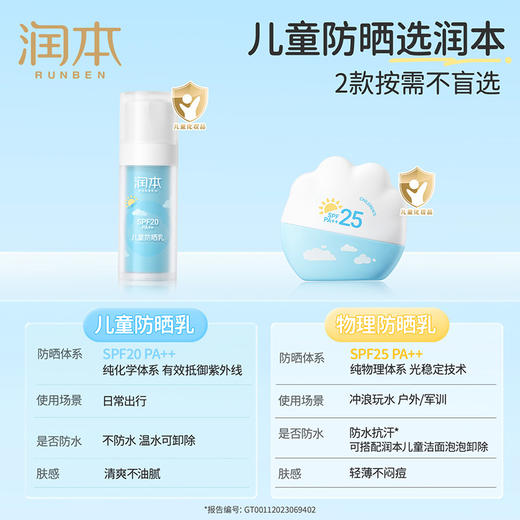 【福利秒杀】润本物理防晒乳40g/瓶 专为3岁+儿童研发 温和不闷肤 防水防汗 商品图3