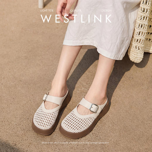 西遇包头半拖鞋女2026新款夏季外穿凉鞋厚底镂空编织玛丽珍凉拖鞋V0566352 商品图2