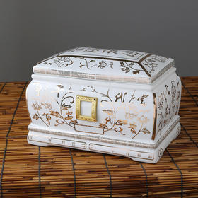 富贵花2骨灰盒陶瓷寿盒棺材汉白玉瓷棺材男女款寿盒骨灰坛骨灰罐