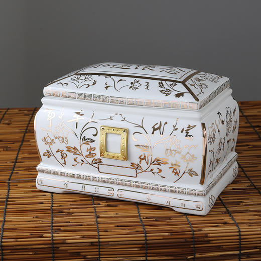 富贵花2骨灰盒陶瓷寿盒棺材汉白玉瓷棺材男女款寿盒骨灰坛骨灰罐 商品图0