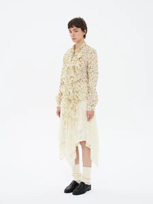 local tag/lt26ssk10/春日切片 花边装饰衬衫 波浪荷叶领花边宽松衬衫 商品图1