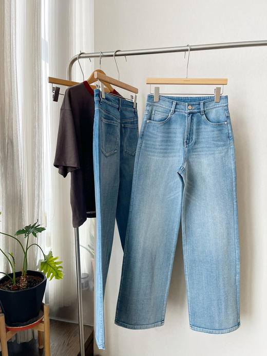 【可以跑步的牛仔裤】噢蜜ooomeooo长短款系列直筒牛仔裤 商品图12