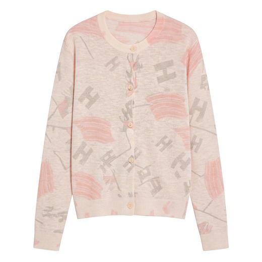 「自」全新升级【铂金会员146/天猫199/差价53】(13129)洛诗琳气质薄款针织开衫女2026新款显瘦印花针织外套女 商品图4