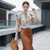 PALUOPO/PL优雅国风立领复古盘扣领桑蚕丝上衣七分袖T恤ES23223Z-A 商品缩略图2
