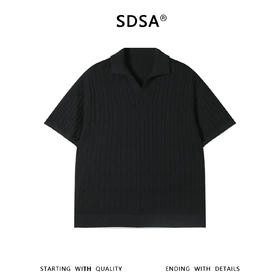 SDSA男装2026新款高贵轻奢老钱风针织纽花海鸥领短袖T恤百搭休闲