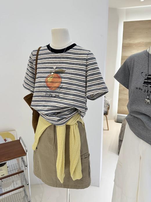 老米优品🎈3-5天。巨藏肉减龄款！🍊《橘子条纹短袖T恤》 慵懒感拉满的百搭单品~T260408A 商品图8