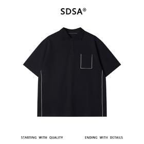 SDSA男装2026新款高贵轻奢商务简约明线口袋纽扣翻领短袖T恤百搭