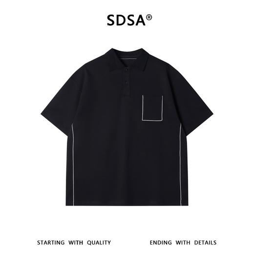 SDSA男装2026新款高贵轻奢商务简约明线口袋纽扣翻领短袖T恤百搭 商品图0