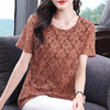 短袖蕾丝衫女夏季2026新款大码女装胖mm宽松遮肚上衣洋气小衫薄款 商品缩略图1