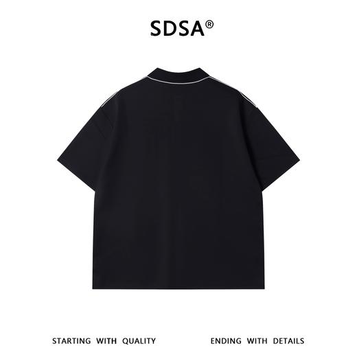 SDSA男装2026新款高贵轻奢商务简约明线口袋纽扣翻领短袖T恤百搭 商品图1
