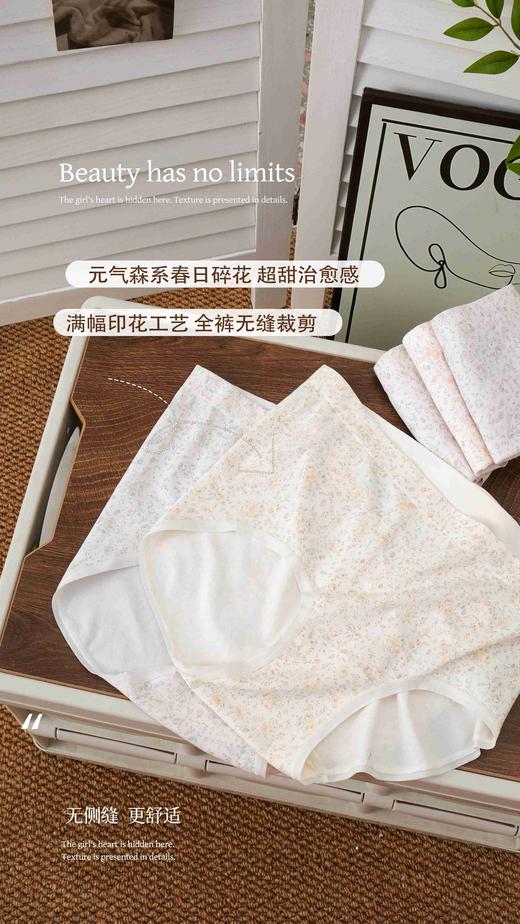 女士32针裸氨可爱碎花加肥加大丰满裤加大版富姐裤大大大内裤三角裤6036 商品图2