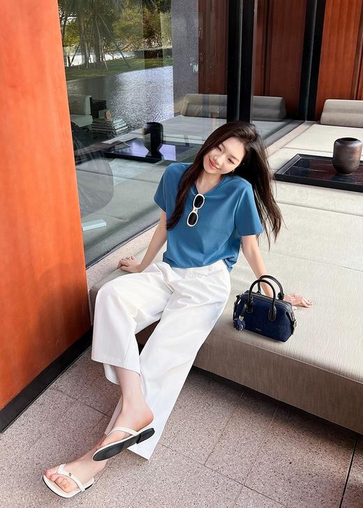 二店y 静谧海岛蓝~海岛T恤 百搭简约圆领显瘦短袖【VQJ26033486】 商品图14