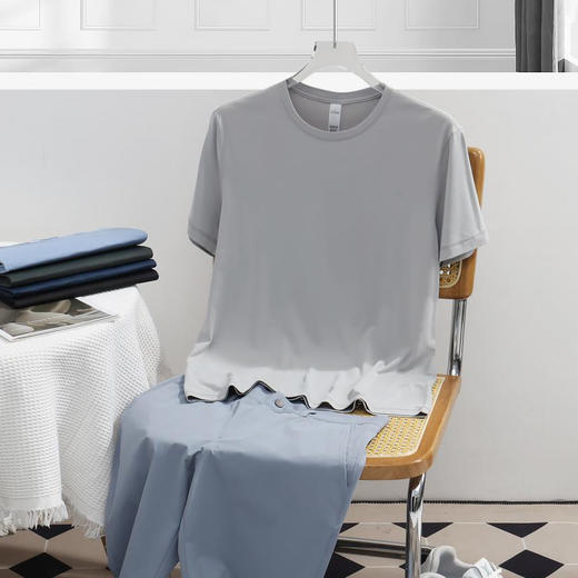 触感运动棉无感轻盈速干纯色圆领短袖上衣   HLS-GF81023# 商品图2