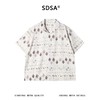 SDSA男装2026新款轻奢几何菱形满印古巴领短袖衬衫宽松复古上衣 商品缩略图0