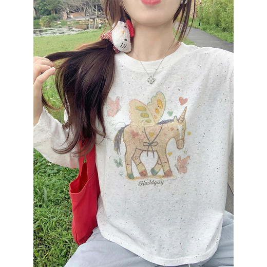 <曾小咸推荐>4.9现货秒杀 ！微信超特价！韩系彩点印花长袖t 日常159.99 立减100 秒杀59.99！！ 商品图3