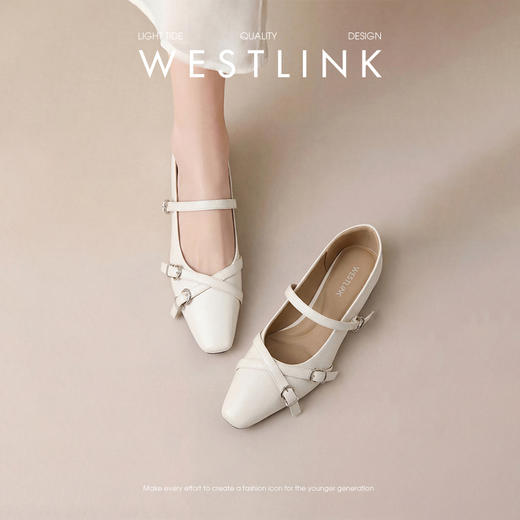 西遇厚底玛丽珍鞋女2026春季新款猫跟软面小皮鞋方头交叉带单鞋子V0566333 商品图0