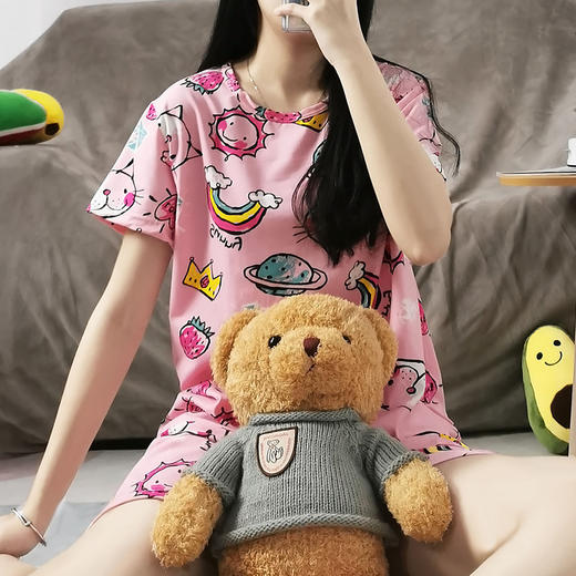 【秒杀❗️只要29.9🔥薄款睡衣套装】软 fufu 亲肤面料透气不闷汗，宽松版型不挑身形，可爱图案元气满满，睡衣套装短袖短裤甜美少女家居服女夏天可外穿QQ 商品图3