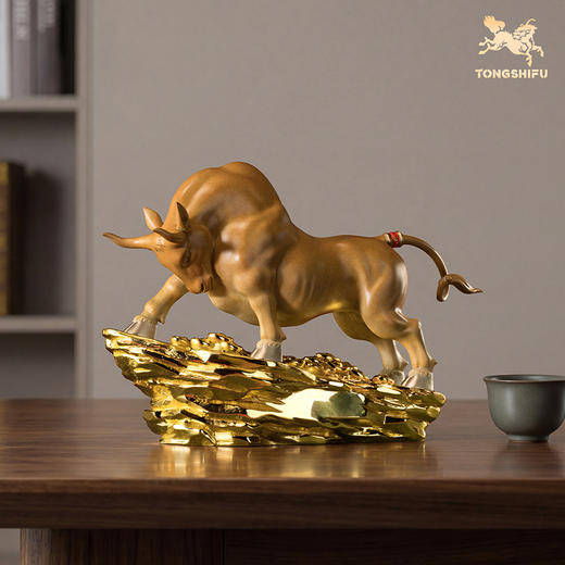 铜师傅《力耕千金》牛吉祥物客厅办公室 招财开业工艺品铜摆件 商品图1