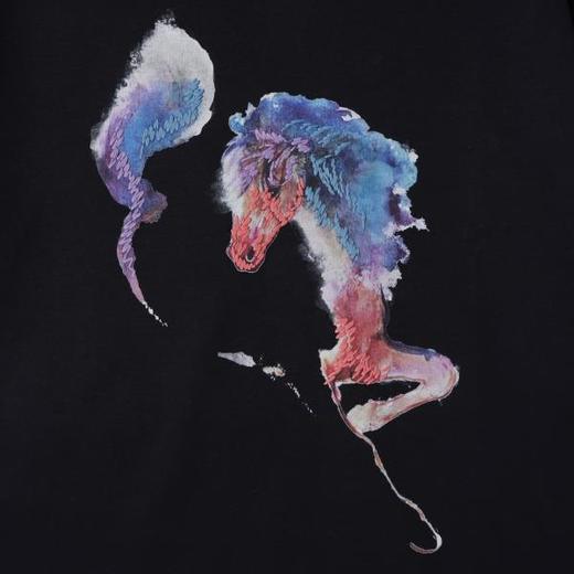 SDSA男装2026新款高贵轻奢国风水彩骏马印花T恤小众艺术感上衣 商品图3