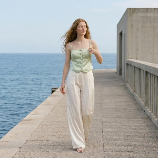 NJP/NOT JUST PAJAMA  City Light系列 提花抹胸真丝马甲上衣（带胸垫）NJP2315 商品图7