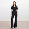 IWY/黑色短袖西装套装女夏职业装收腰阔腿裤两件套商务通勤正装6CP33 商品缩略图0