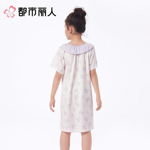 都市丽人睡衣儿童睡衣薄家居服32支纯棉单面睡衣童装棉质裙装短袖裙女童睡衣JHC9A3 商品图2
