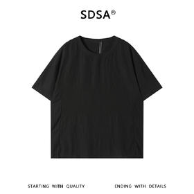 SDSA男装2026新款高贵轻奢简约拼接撞色织带设计圆领短袖T恤百搭