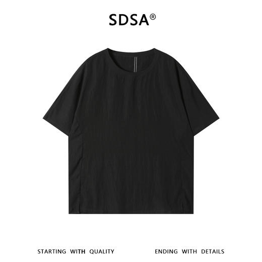 SDSA男装2026新款高贵轻奢简约拼接撞色织带设计圆领短袖T恤百搭 商品图0
