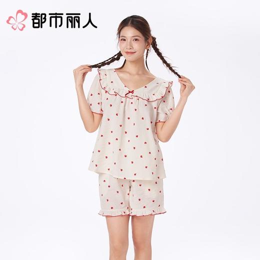都市丽人睡衣女士睡衣薄家居服软绵绵印花睡衣女士软绵绵短袖套装女装短袖短裤LHC2B8 商品图1
