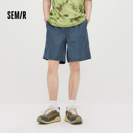 森马休闲裤男夏季运动感户外短裤2026新款拼接网兜松紧腰直筒裤子 商品图1
