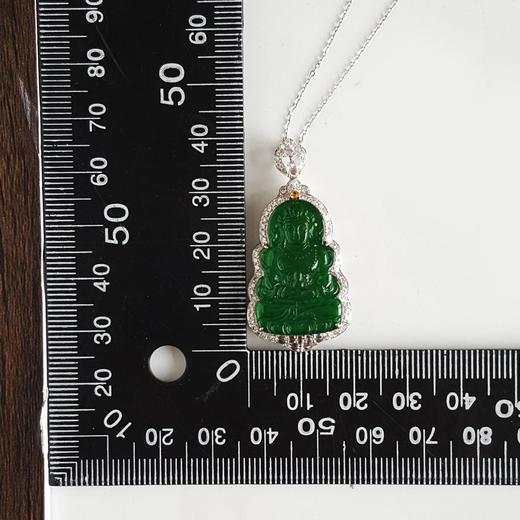 【天然正品】A货翡翠AU750收藏级白金豪镶钻镶天然细腻满绿冰种观音造型翡翠吊坠项链40.0*20.0*9.4MM（皆取最大值）260326NJS15 商品图2