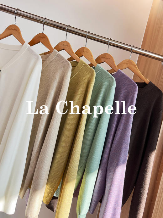 专柜实拍【绵羊毛~舒适柔软】拉夏贝尔/La Chapelle温柔松弛感！气质V领单排扣极简开衫百搭针织上衣 商品图2