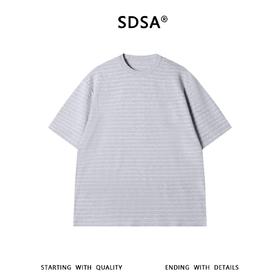 SDSA男装2026新款高贵轻奢细条纹短袖T恤宽松重磅圆领休闲上衣