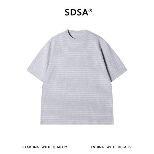 SDSA男装2026新款高贵轻奢细条纹短袖T恤宽松重磅圆领休闲上衣 商品图0