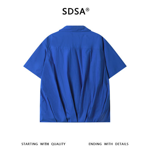 SDSA男装2026新款高贵轻奢日系简约纯色下摆褶皱翻领短袖衬衫百搭 商品图4