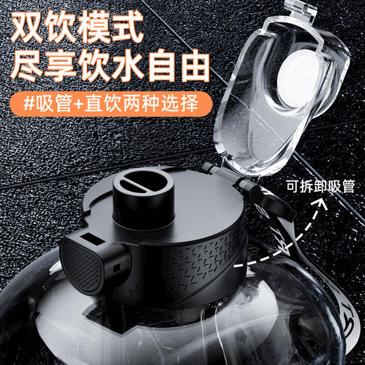 【食品级PC材质，耐高温抗摔耐用】大容量水杯网红吨吨桶运动健身男女学生便携塑料太空壶大肚水杯子TA 商品图1