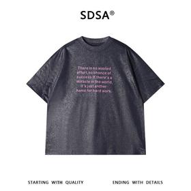 SDSA男装2026新款高贵轻奢美式复古励志英文印花T恤宽松短袖