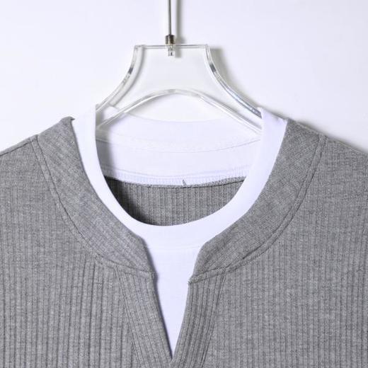 SDSA男装2026新款轻奢简约撞色拼接竖纹圆领短袖T恤百搭宽松上衣 商品图1