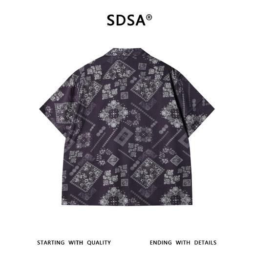 SDSA男装2026新款高贵轻奢复古佩斯利印花衬衫古巴领宽松短袖 商品图4